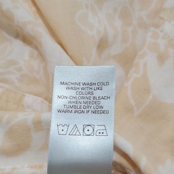 JH Collectibles Button Down Blouse, Sz M, Cream-Peach/White, 3/4 Sleeve, Cotton - Picture 8 of 10